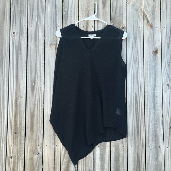 Helmut Lang top asymmetrical sheer black sleeveless crinkled medium top minimal - Picture 1 of 10
